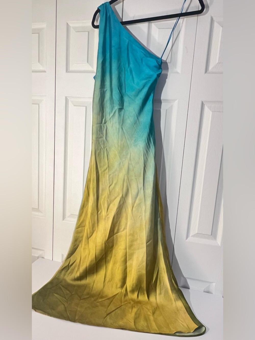 ZARA ASYMMETRICAL SATIN EFFECT TIE DYE DRESS XS NWT - Picture 13 of 16